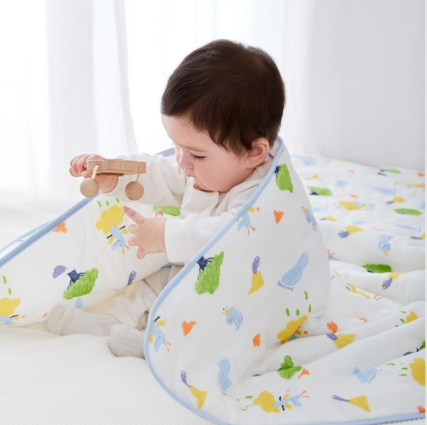 Baby Seamed Cotton Gauze Blanket (Slightly Thick)