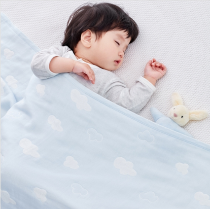 Baby 6-Layer Cotton Gauze Jacquard Blanket *blue cloud