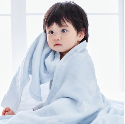 Baby 6-Layer Cotton Gauze Jacquard Blanket *blue cloud